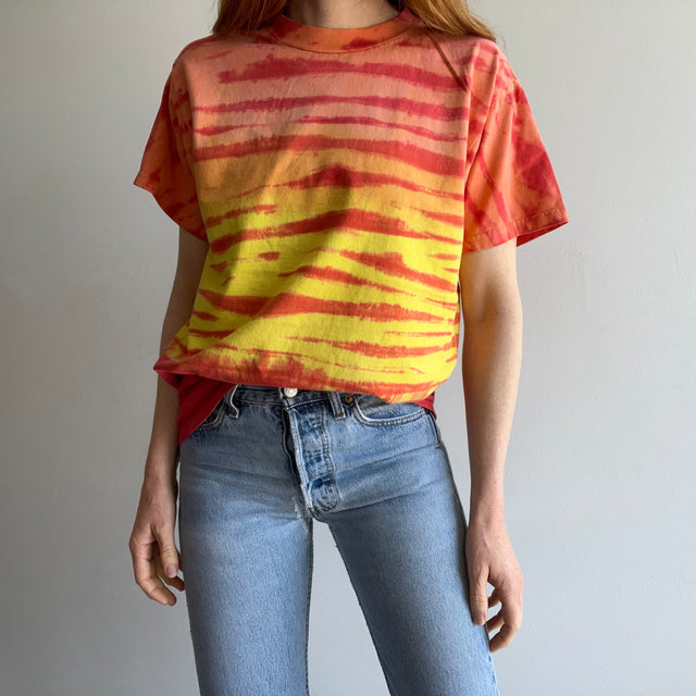 1990/2000s Striped Tie Dye Cotton T-Shirt