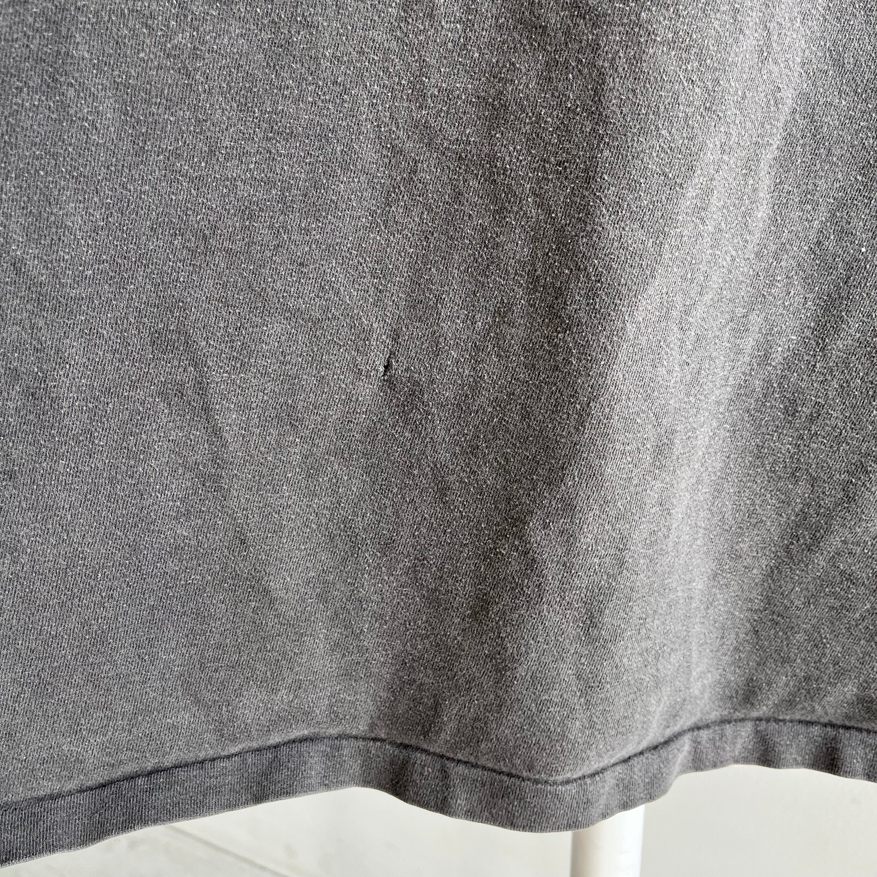 1980s Extremely Faded Black to Gray Cotton DIY Oversized Tank