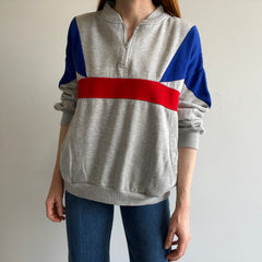 1980s Color Block 1/4 Zip with Pockets Sweatshirt