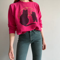 1980s Front and Back Cats Bird Watching Raglan