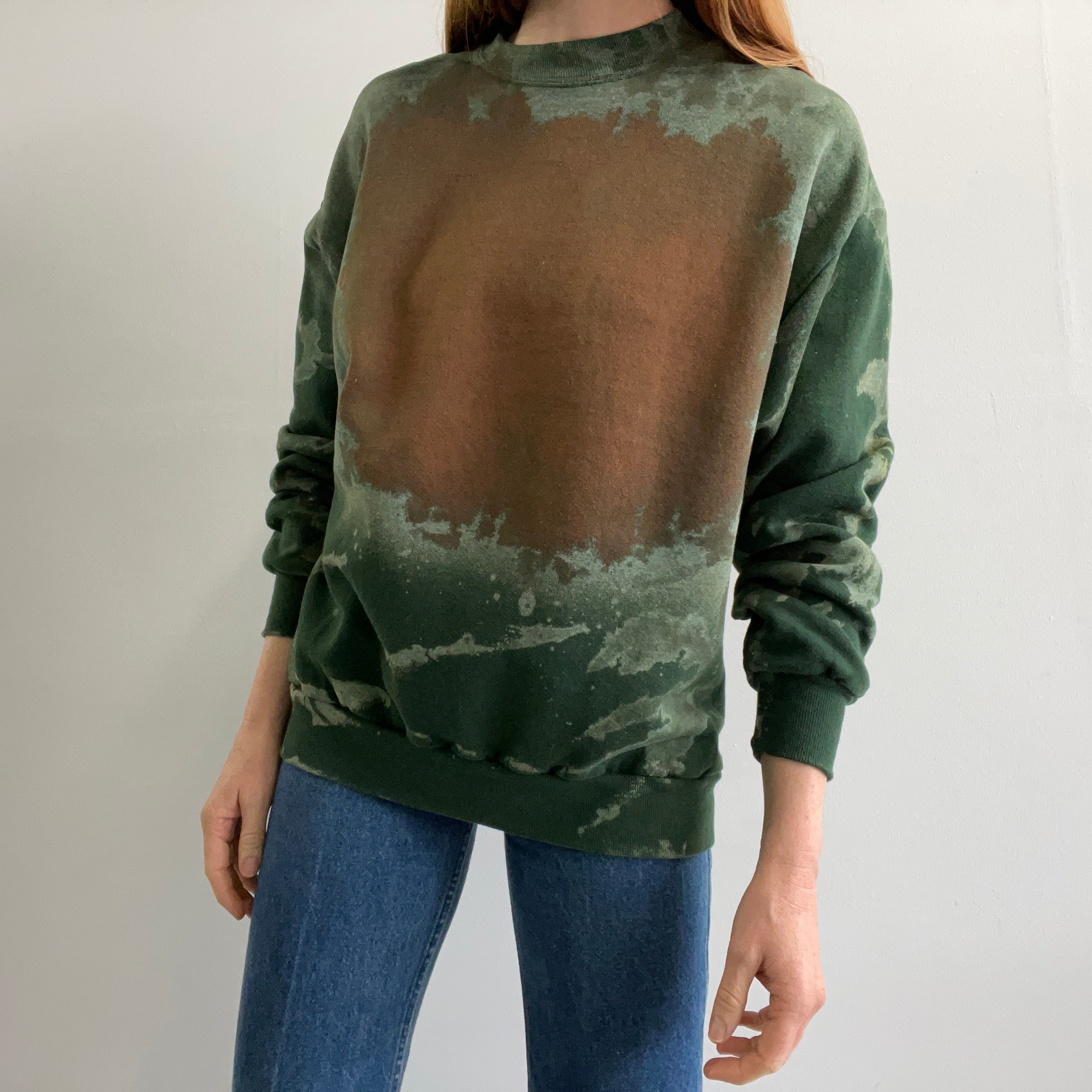 1980s Tie Dye/But Not Green and Earthy Toned Sweatshirt