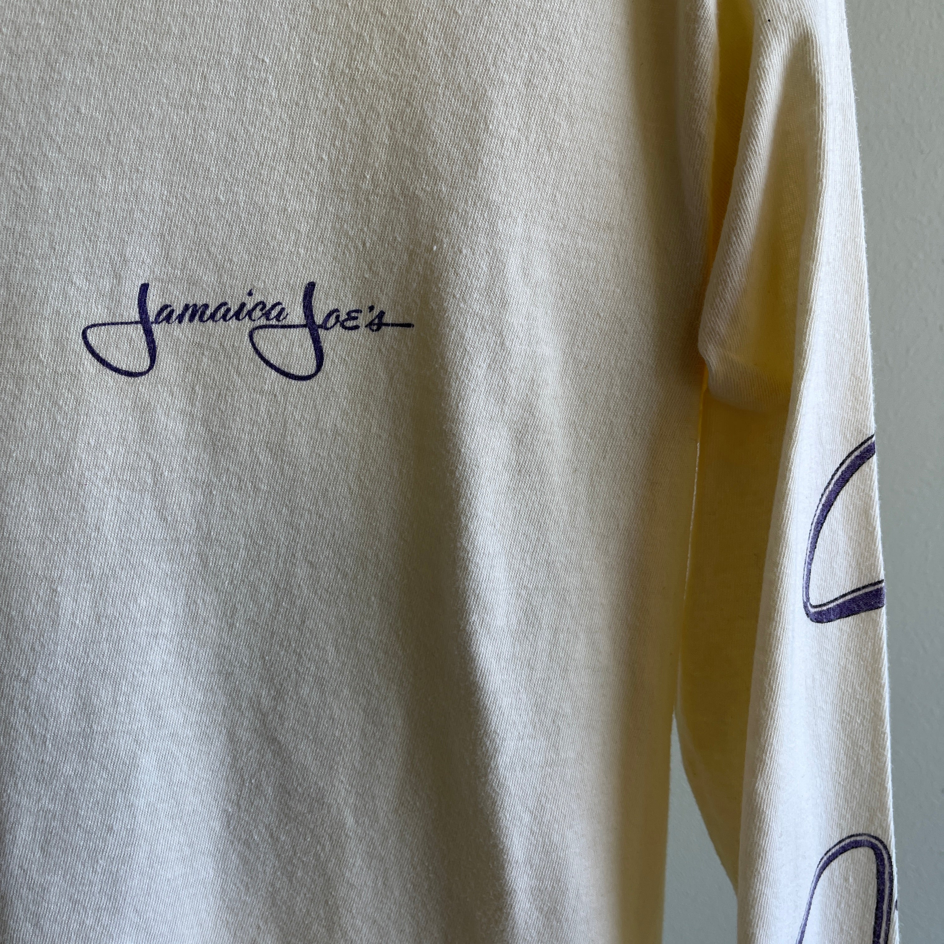 1980s Jamaica Joe's Age Stained T-shirt à manches longues à l'arrière