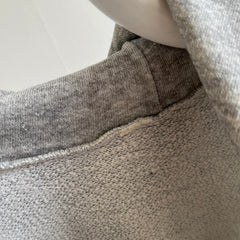 1980s Paper Thin Thrashed Bleach Stained Beat Up Long Gray Hoodie