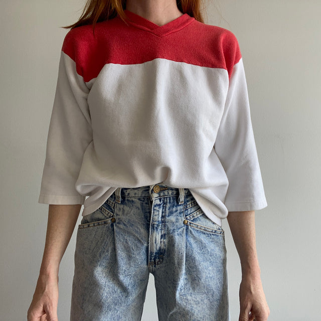 1970s Football Style Color Block Sweatshirt - Soft, Cozy, Classic