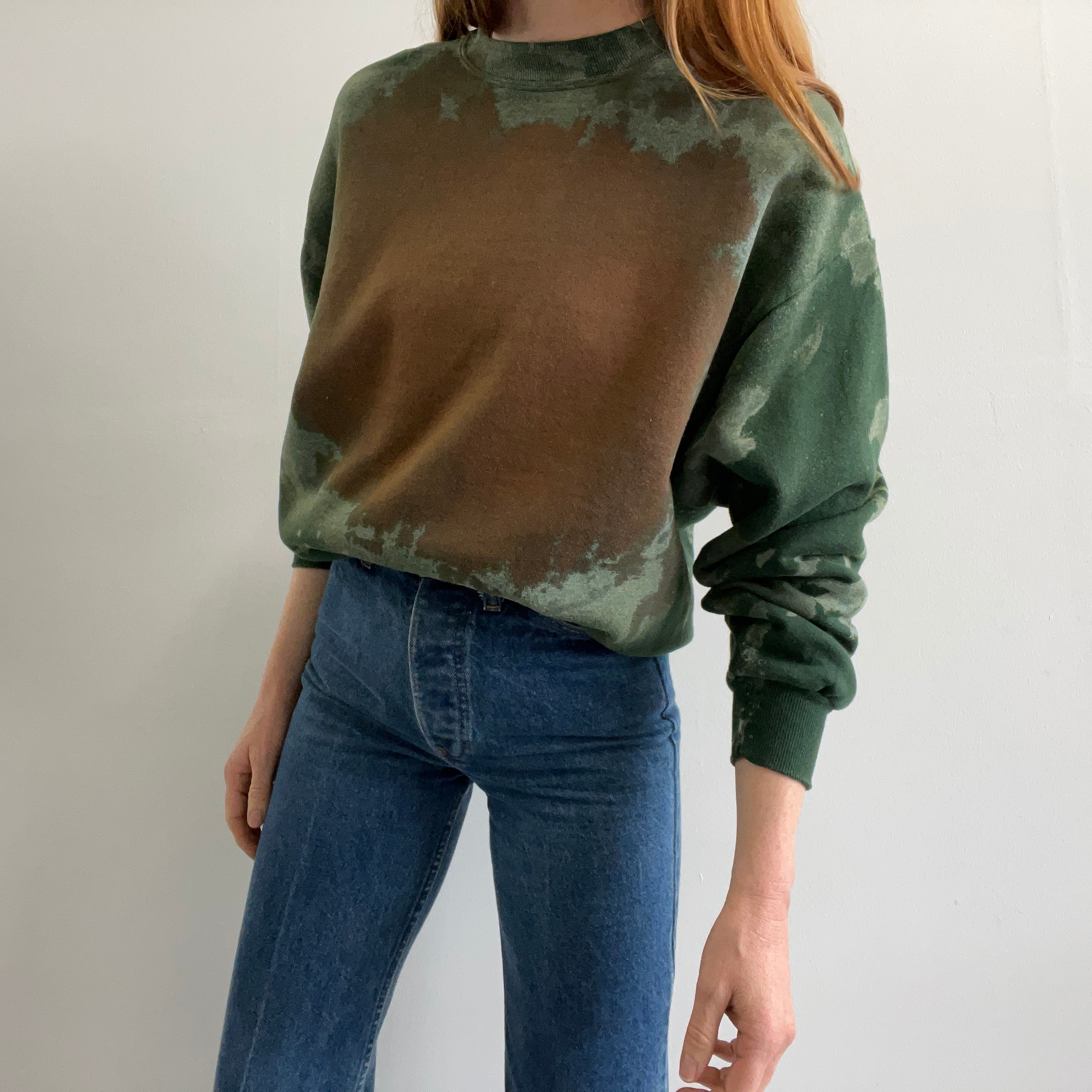 1980s Tie Dye/But Not Green and Earthy Toned Sweatshirt