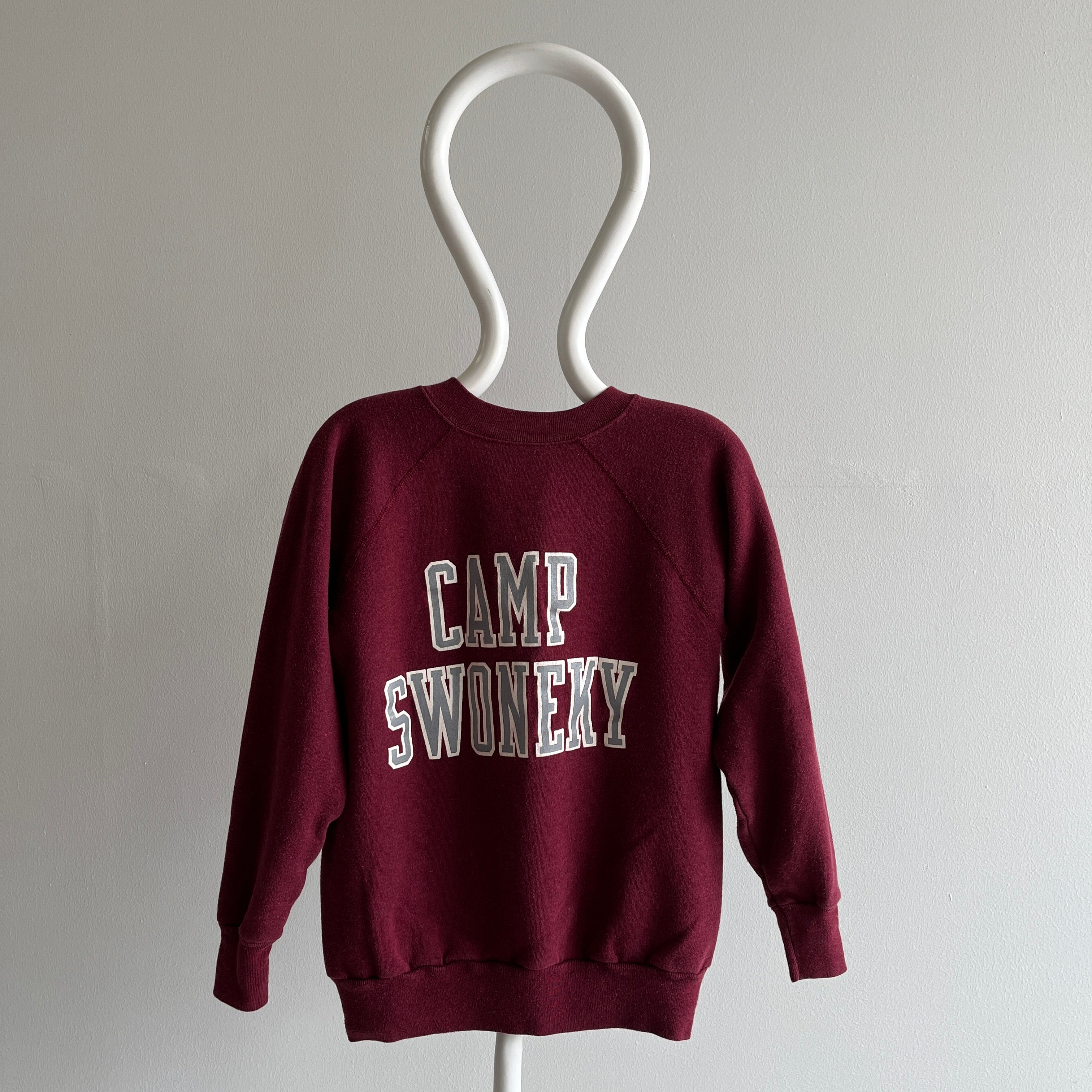 Sweat-shirt doux et confortable Camp Swoneky Raglan des années 1980