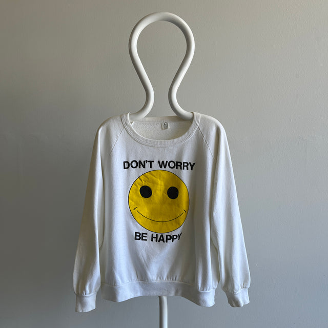 Sweat-shirt OG "Ne vous inquiétez pas, soyez heureux" des années 1980 (Bobby McFerrin?) - WOWOWOW