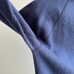 Sweat-shirt à gousset de bras bleu marine de poids moyen des années 1980 - !!!