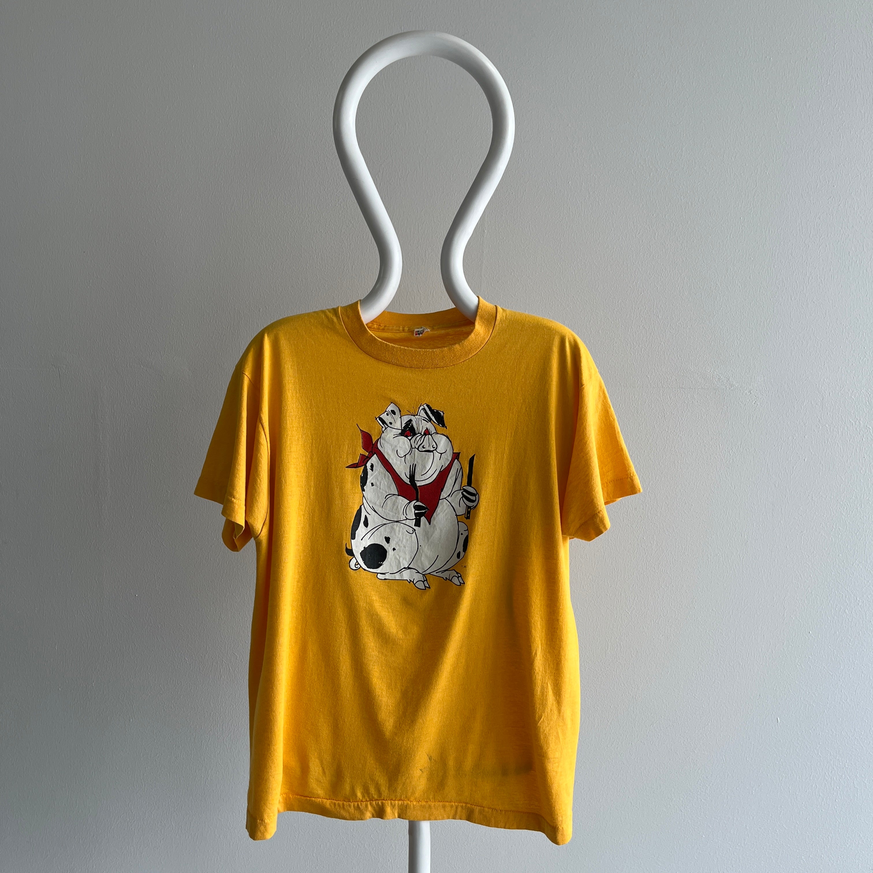 1980s Pig BBQ T-Shirt with a Backside - By Screen Stars