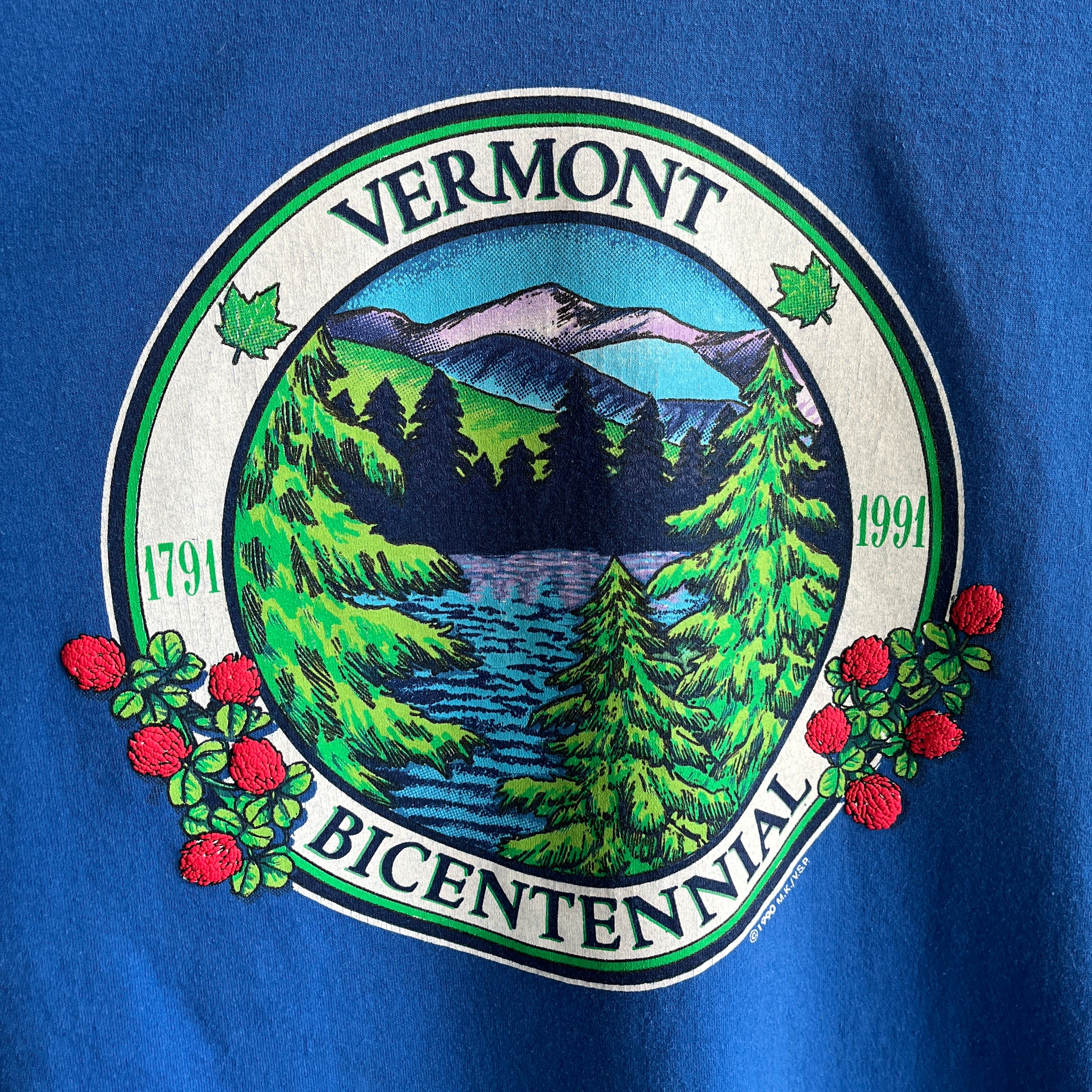 1990-1991 T-shirt touristique du bicentenaire du Vermont