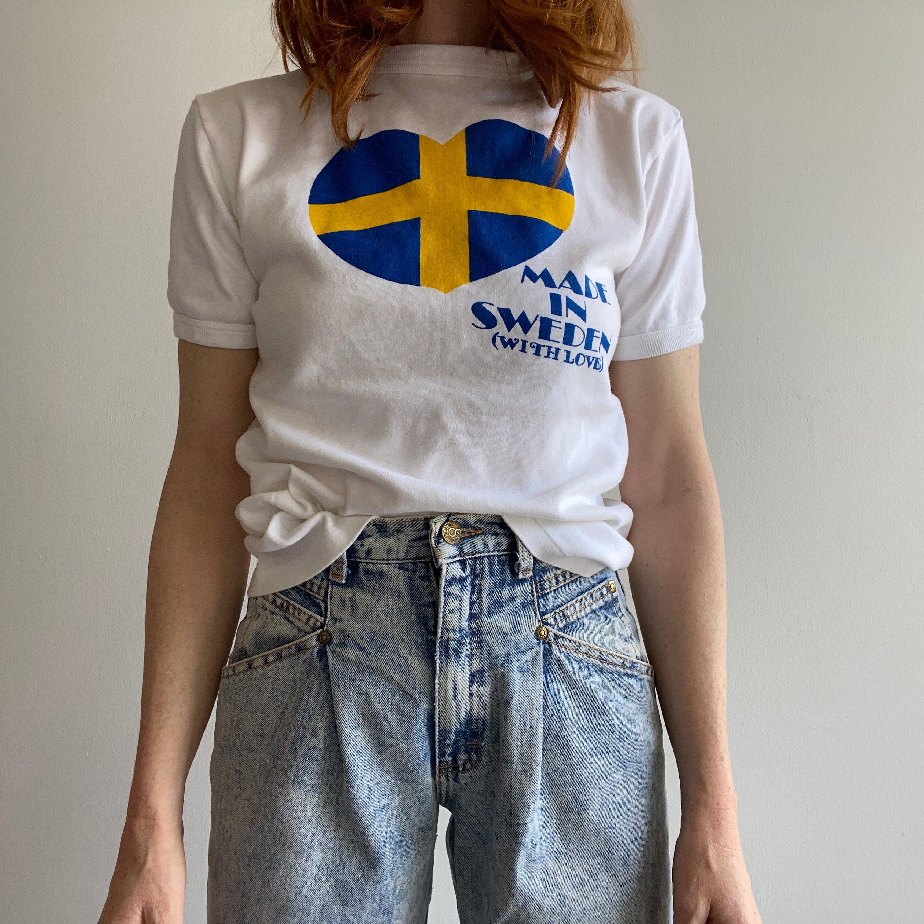 1970/80s Made in Sweden Structured Cotton Ring T-Shirt