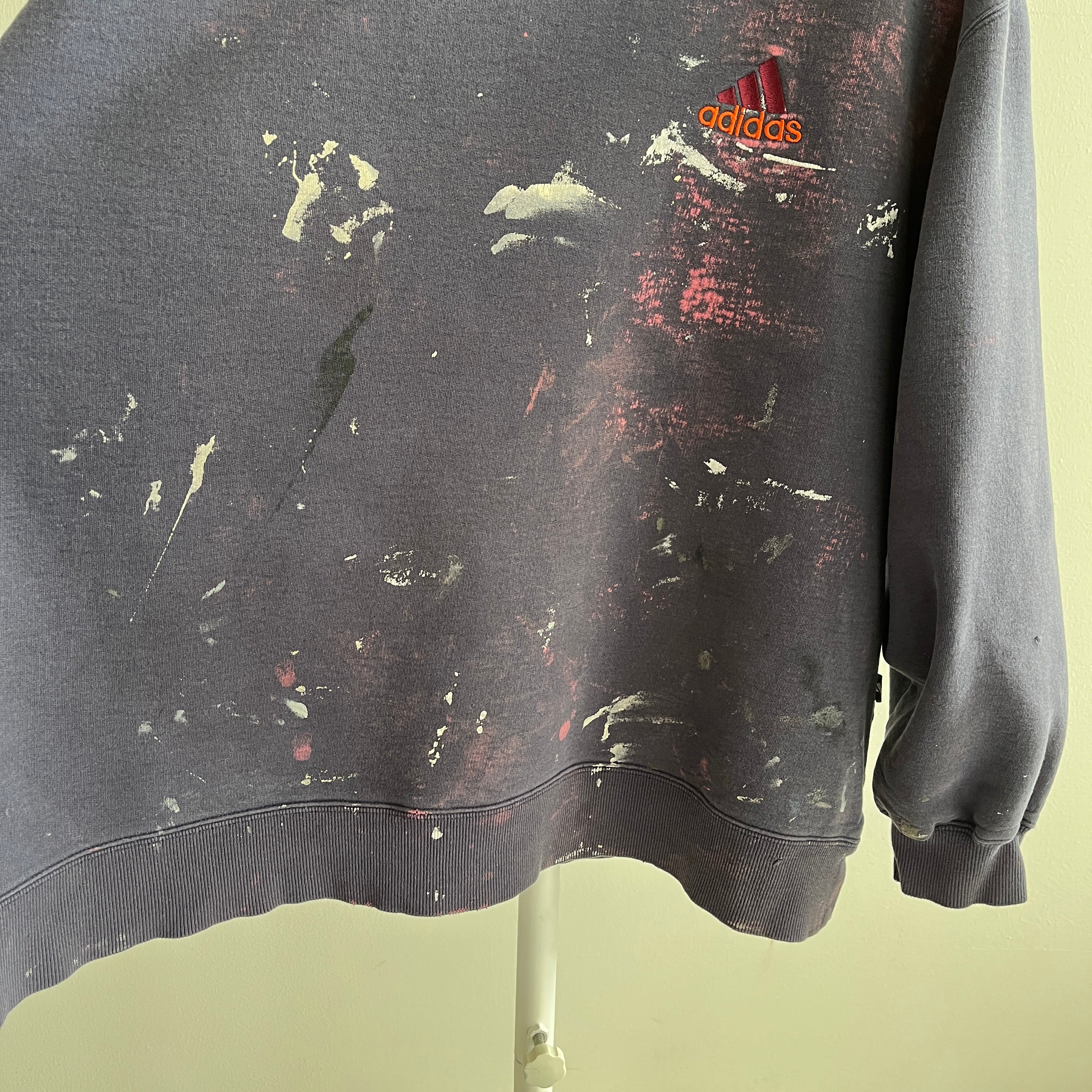Sweat-shirt de poids moyen Adidas teinté de peinture des années 2000