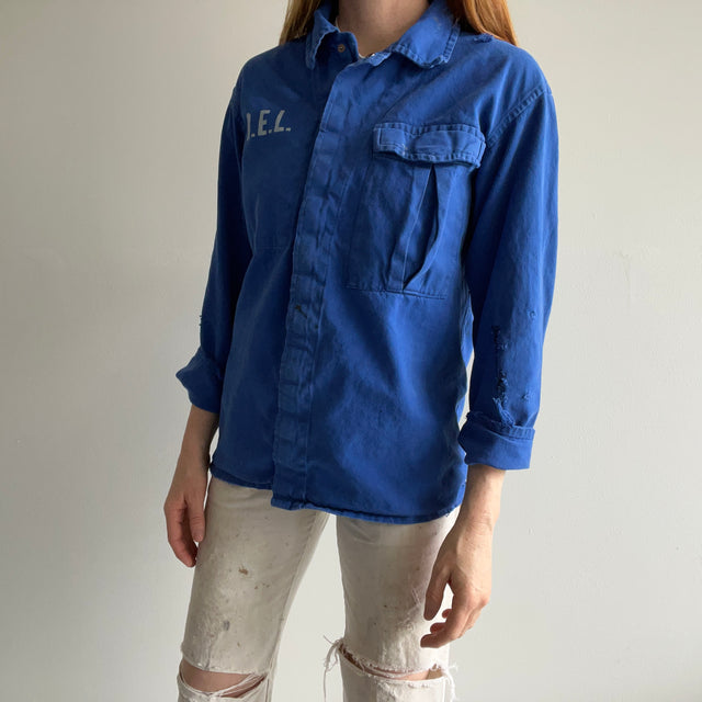 1970/80s D.E.L Velcro Chore Shirt with Mending