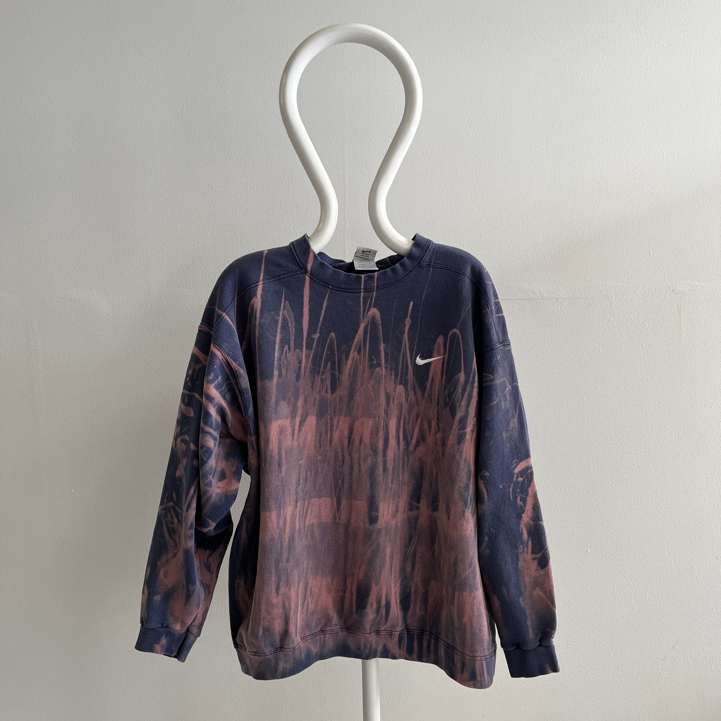 1990s Nike BLEACH Streaked DIY MADE IN AMERICA Medium Weight Sweatshirt