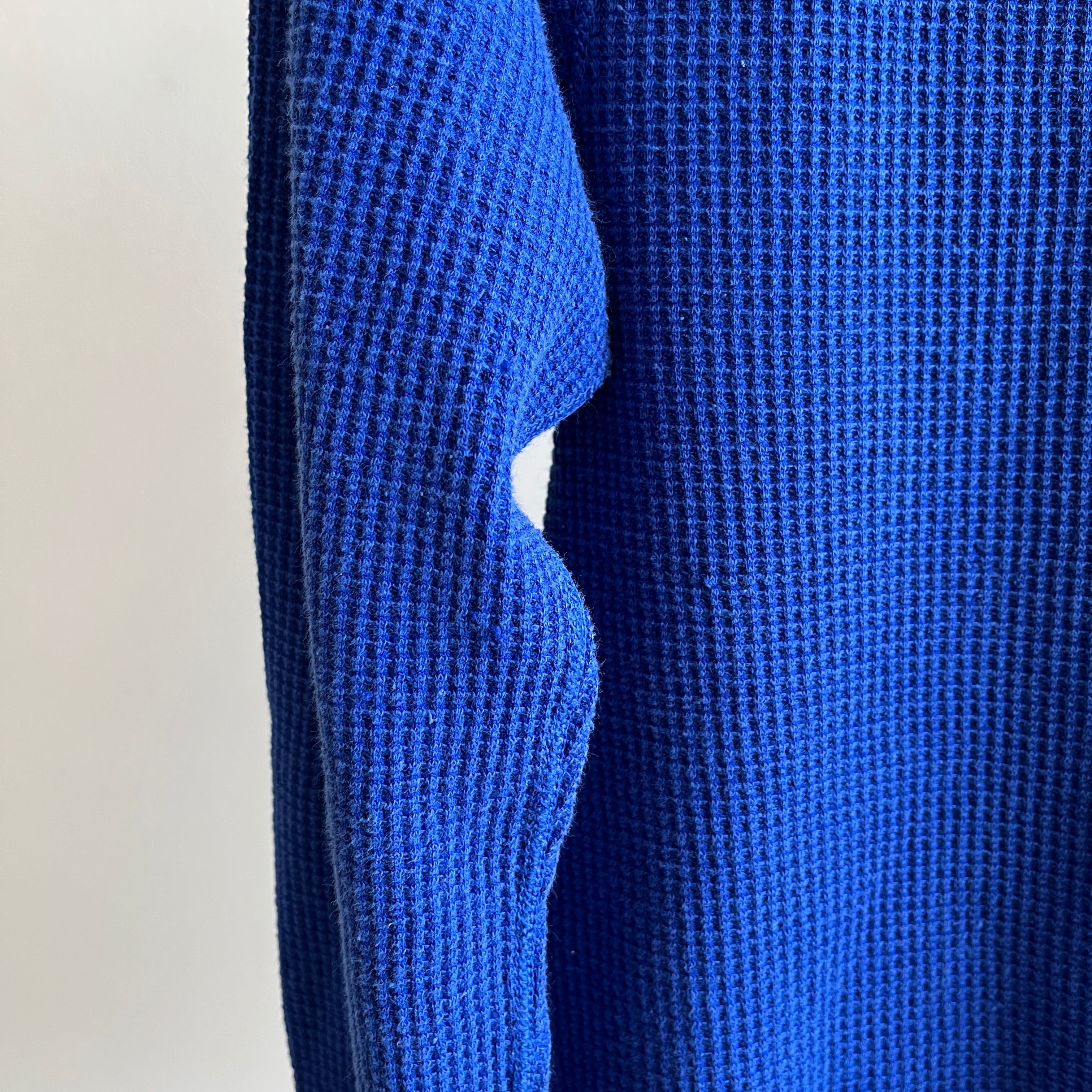 1970s Long Johns Marque Royal Blue Waffle Henley