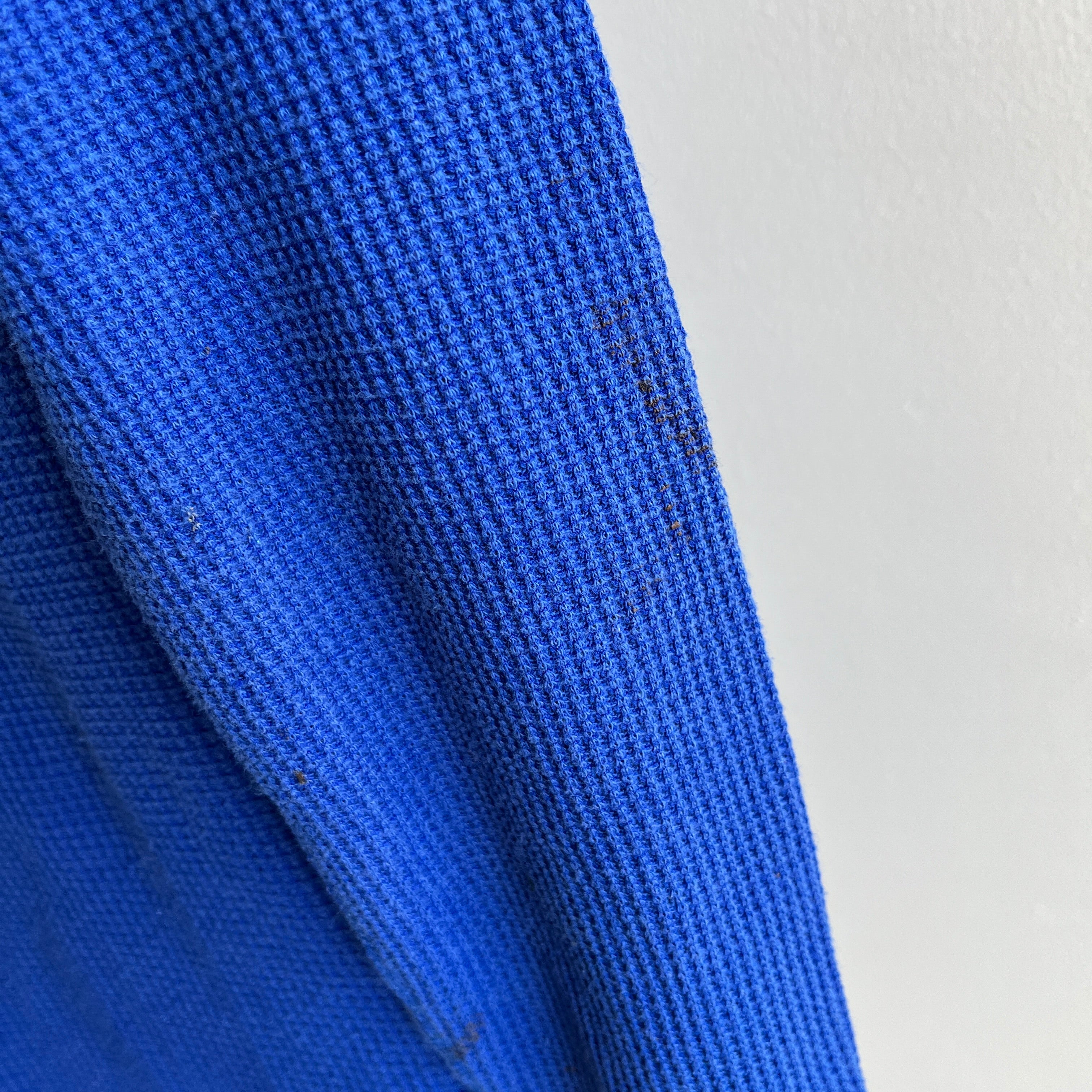 1970s Long Johns Brand Royal Blue Waffle Henley