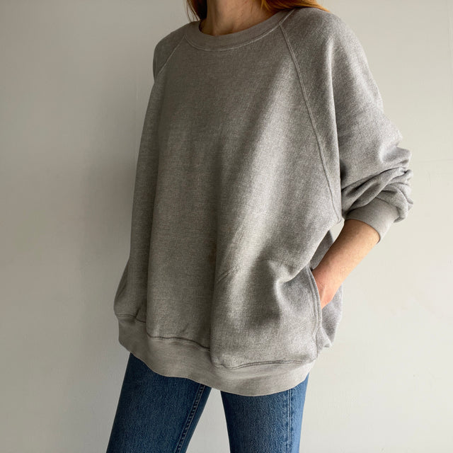1980s "Man Sized" (It's the Brand) Gray Oversized Sweatshirt with Pockets