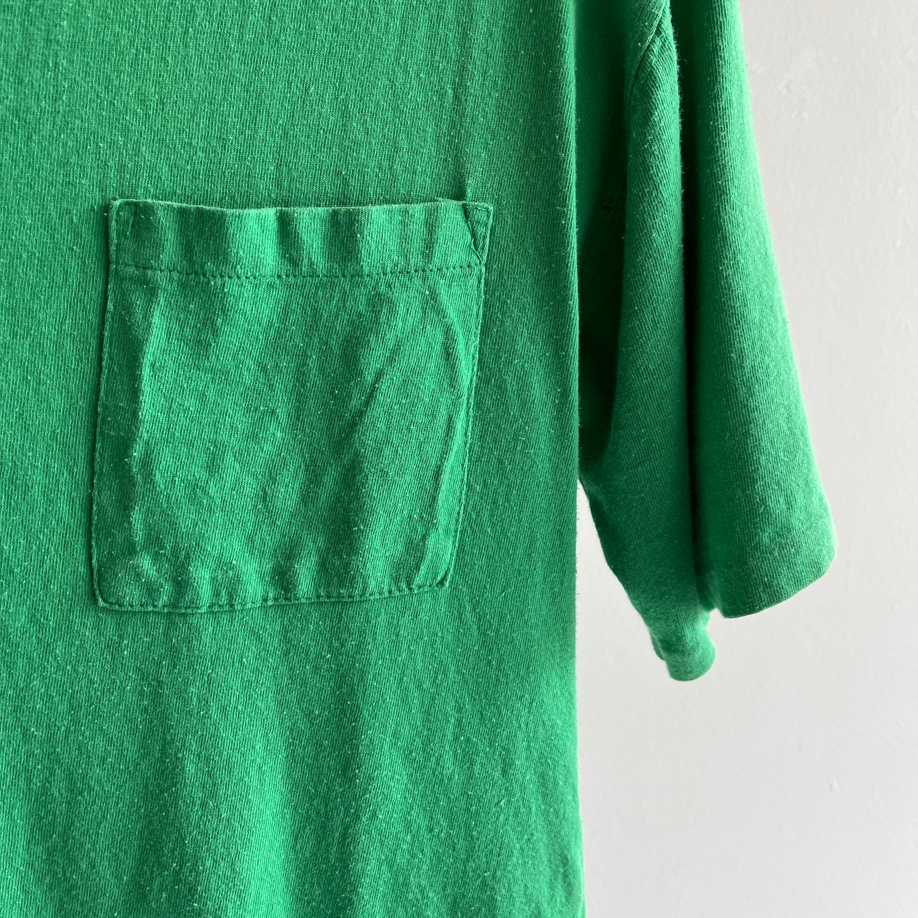 T-shirt en coton vert Kelly vierge des années 1980