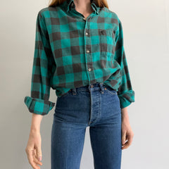 1980/90s Super Soft Green/Teal Buffalo Plaid Super Soft Cotton Flannel