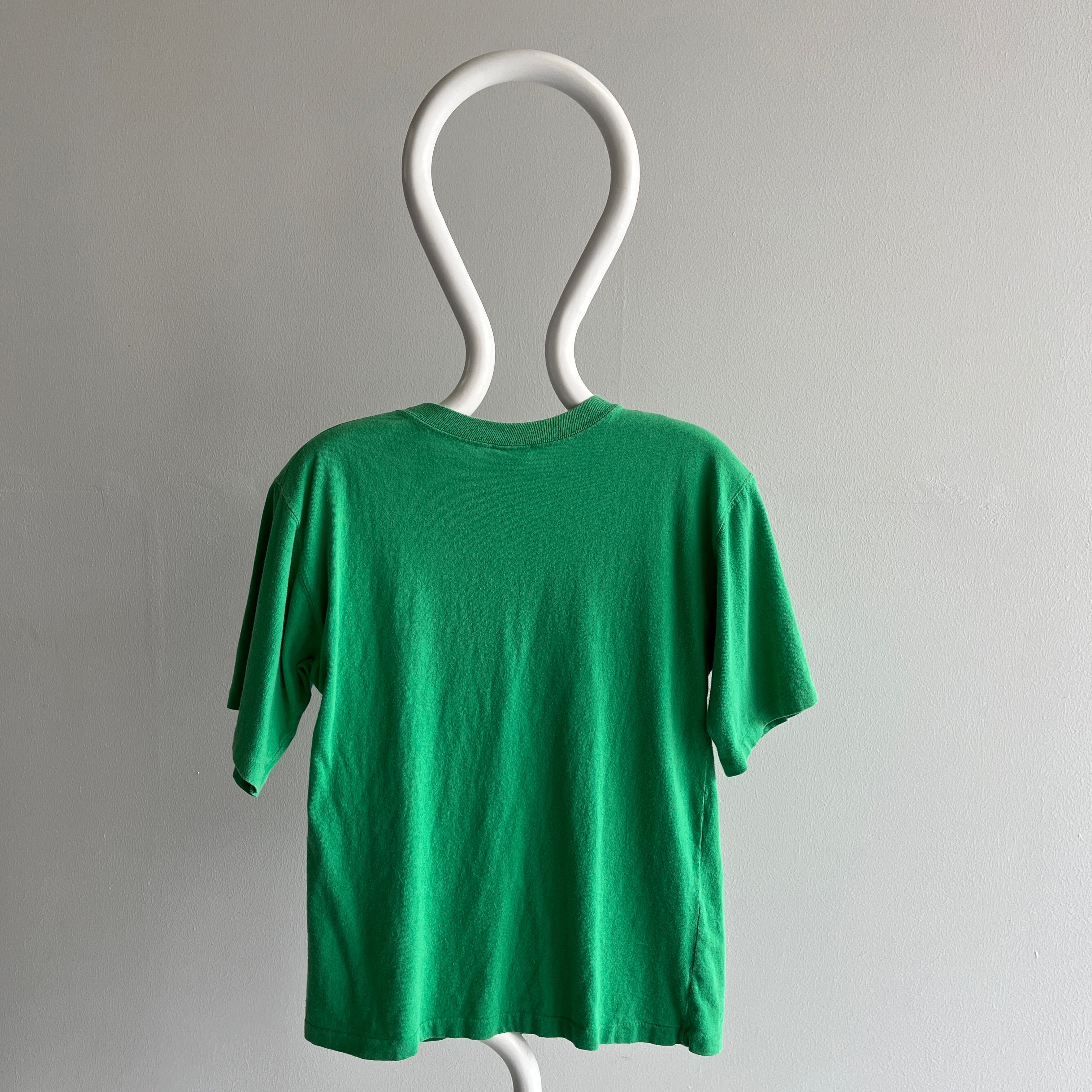 T-shirt en coton vert Kelly vierge des années 1980