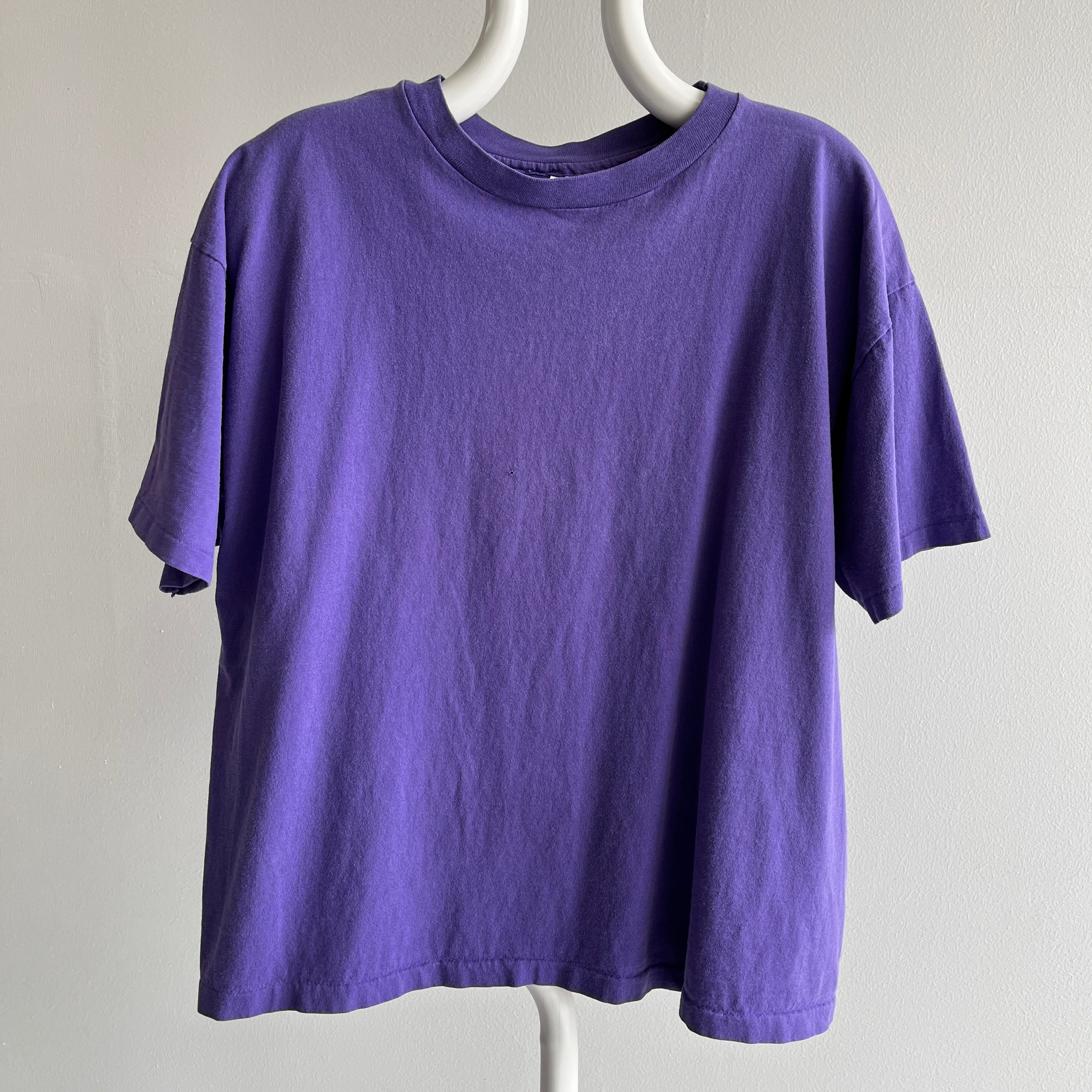 1990s Hanes Her Way Boxy Blank Purple Cotton T-Shirt - LOVE!