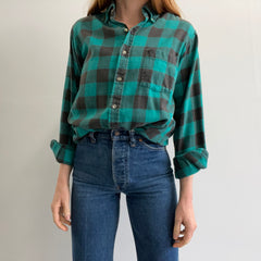 1980/90s Super Soft Green/Teal Buffalo Plaid Super Soft Cotton Flannel