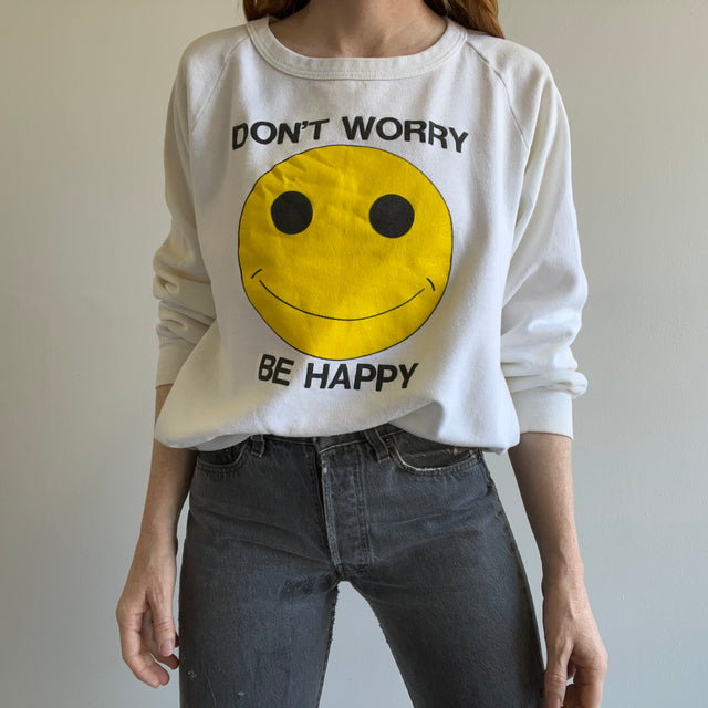 Sweat-shirt OG "Ne vous inquiétez pas, soyez heureux" des années 1980 (Bobby McFerrin?) - WOWOWOW