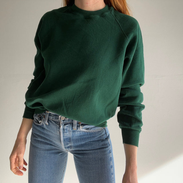 1980s Blank Dark Green Raglan - USA Made