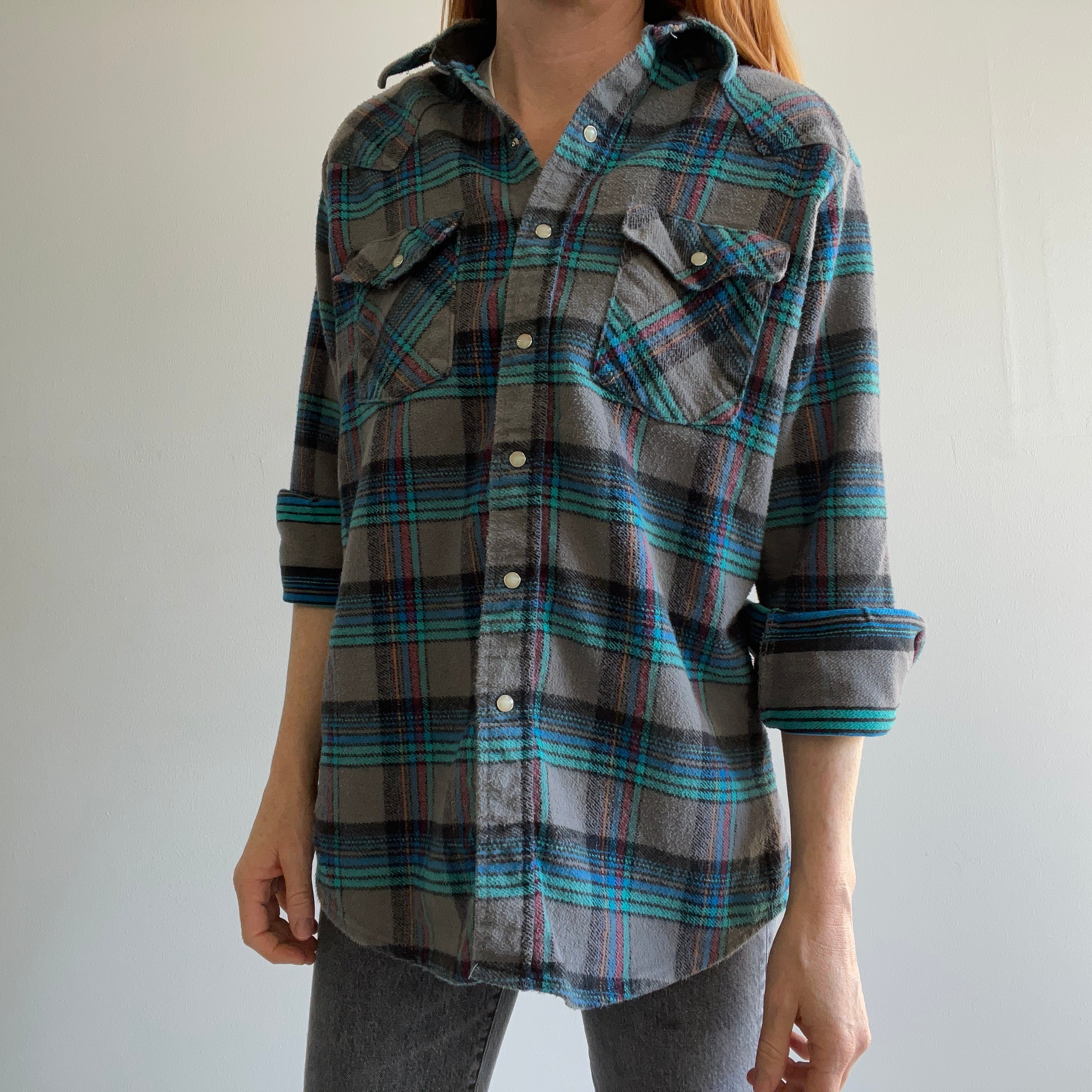 1990s Saddle King Western Snap Front Flannel