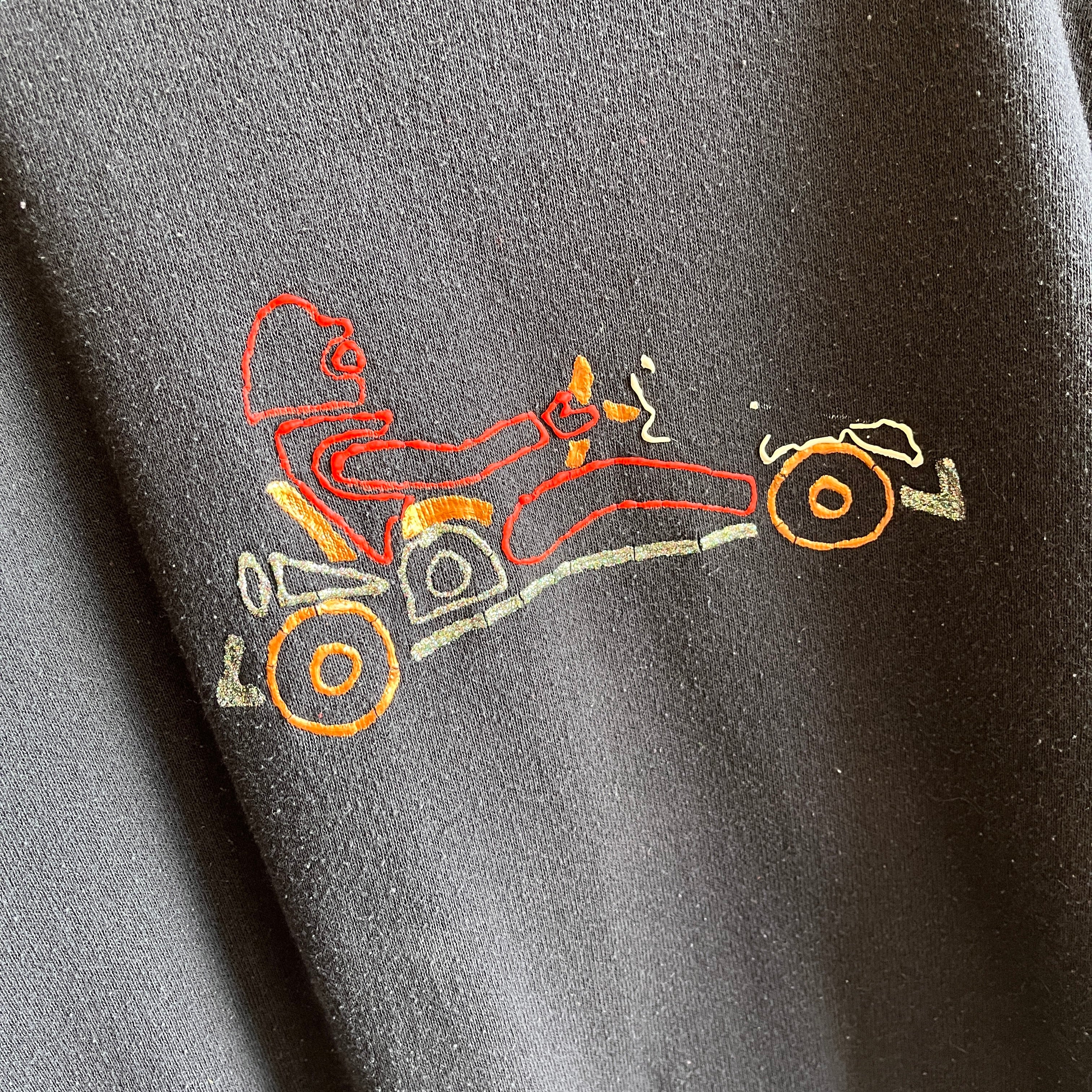 1980s DIY Puffer Paint Indy Car Sweatshirt - Oh My