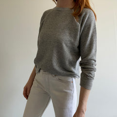 1970s Totally Beat Up Blank Gray Raglan with Mending and More Likely Needed