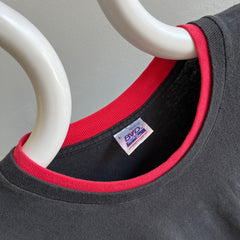 1990s Color Block Red and Black Blank T-Shirt