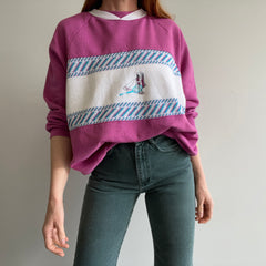 Sweat-shirt en tricot de golf à blocs de couleurs des années 1980 - WOW