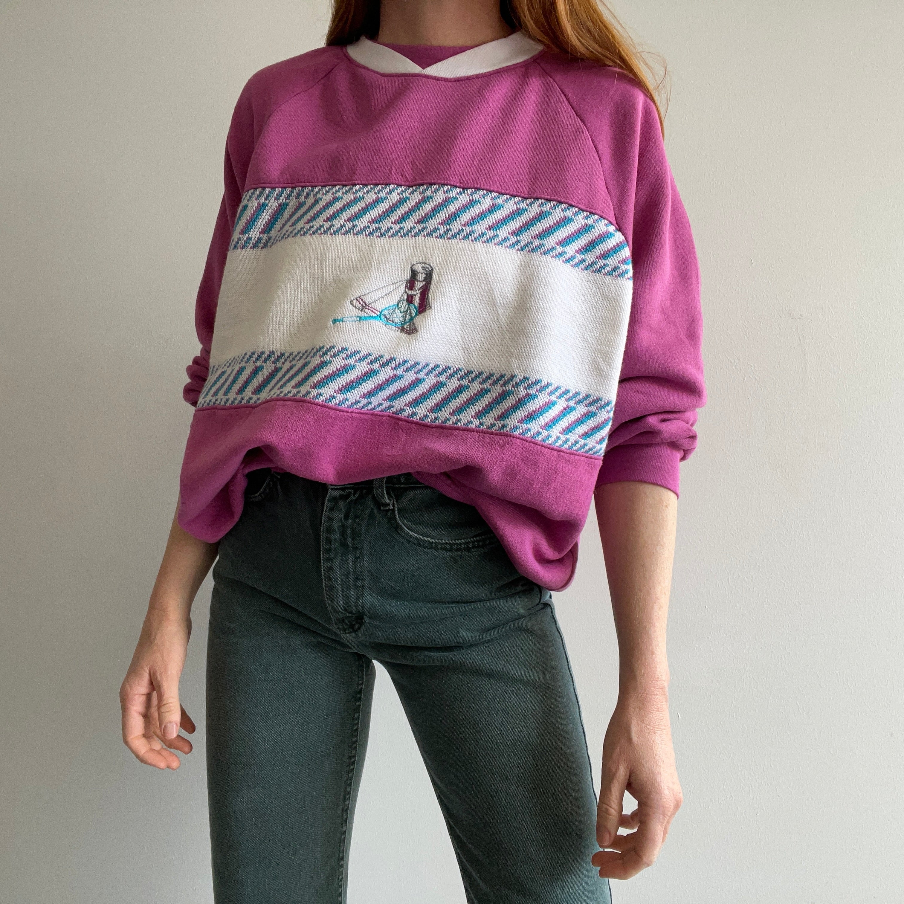 1980s Color Block Golf Knit Sweatshirt - WOW