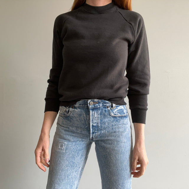 1980s Blank Black Raglan - Almost No Wear