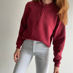 1990s Burgundy Henley Sweatshirt by Nutmeg