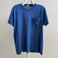 1980s Blank Blue Pocket T-Shirt 50/50 - So SOFT