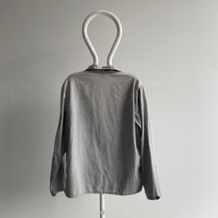 1970/80s Light Gray Wash European Cotton Chore Coat - Larger Size