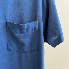 1980s Blank Blue Pocket T-Shirt 50/50 - So SOFT