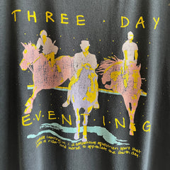 1989 T-shirt de cheval de concours complet de trois jours avec boulochage et peinture - RAD !!