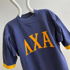 T-shirt de football de la fraternité AXA Lambda Chi Alpha des années 1970