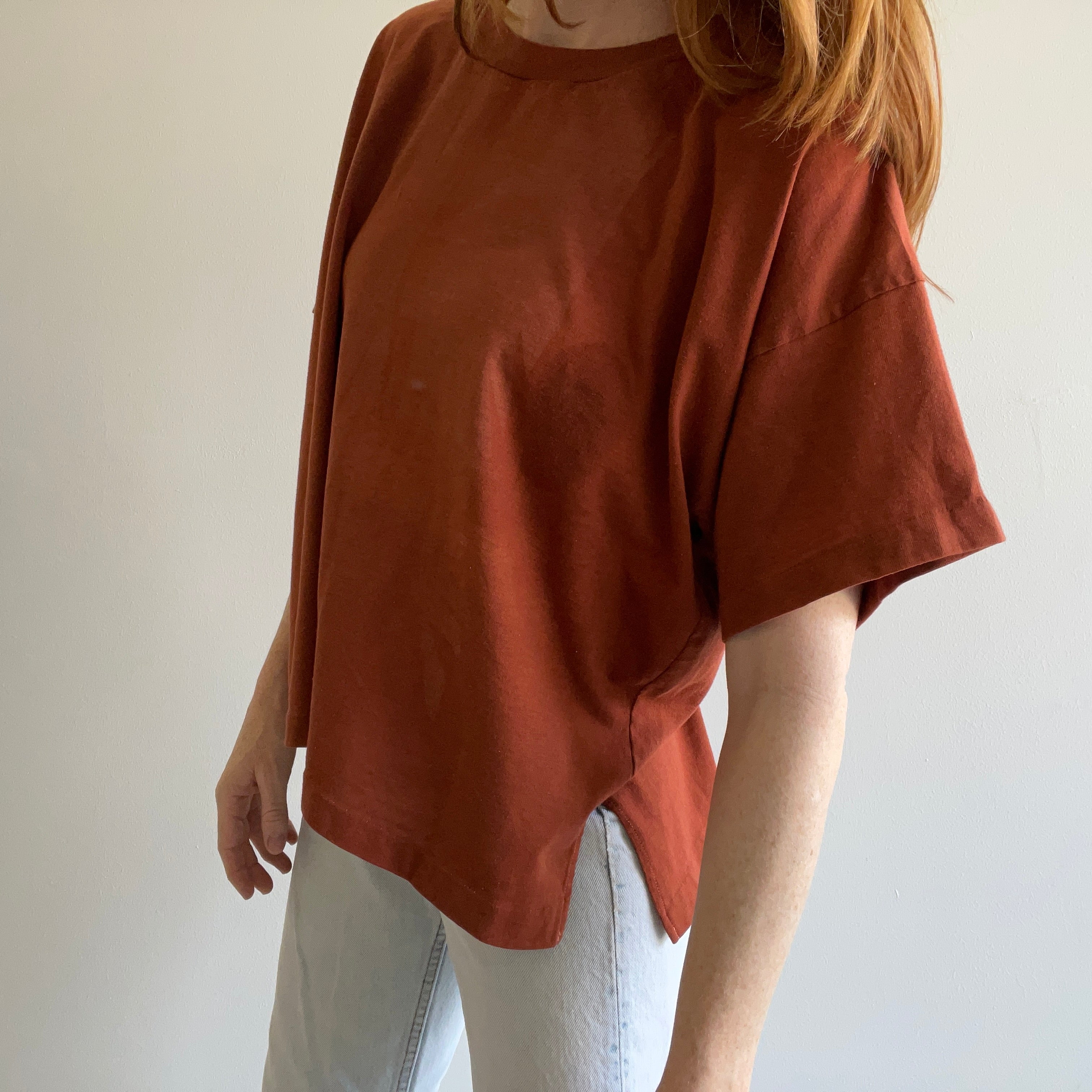 1980/90s Boxy Rusty Blank T-Shirt - Fabriqué au Canada