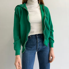 1980s Kelly Green Soft Zip Up Hoodie