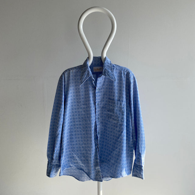 1970s Epic Baby Blue Button Down Shirt - The Collar!