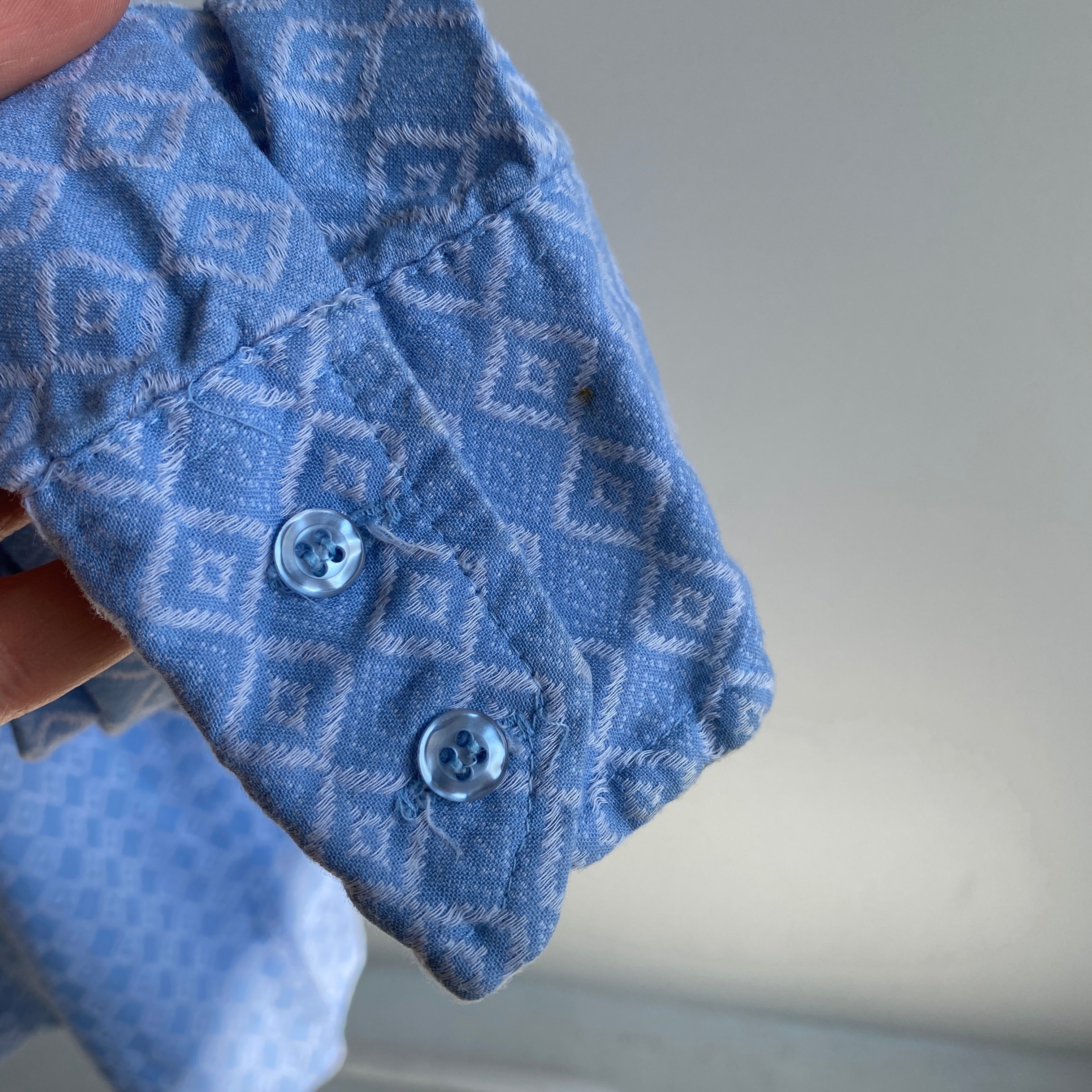 1970s Epic Baby Blue Button Down Shirt - The Collar!