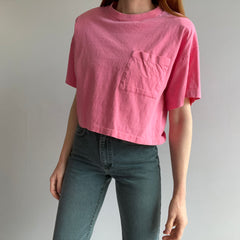 1980s Salmon Pink Pocket Crop Top With Shoulder Pads!!!