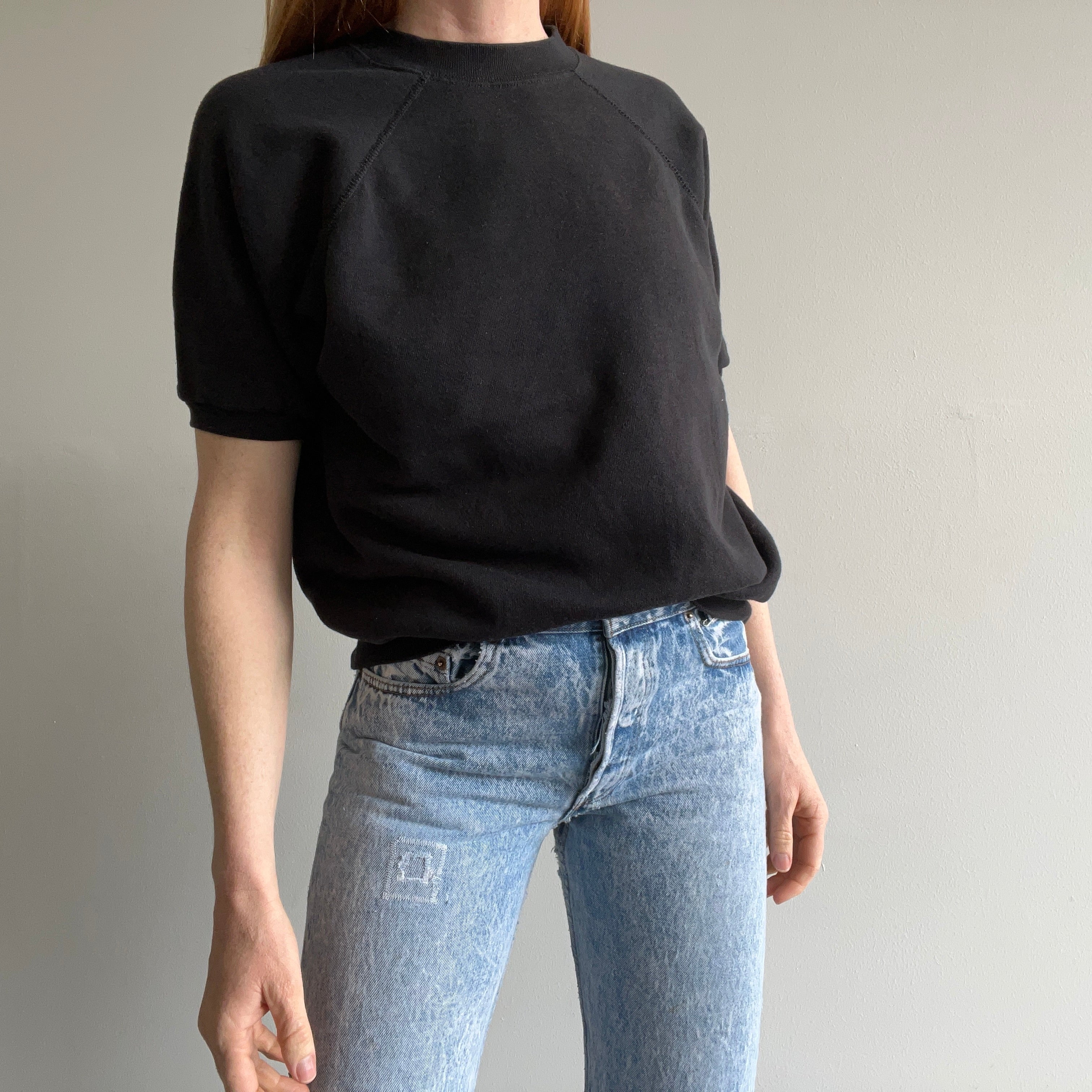 1980s Like New - Blank Black Warm Up by Tultex