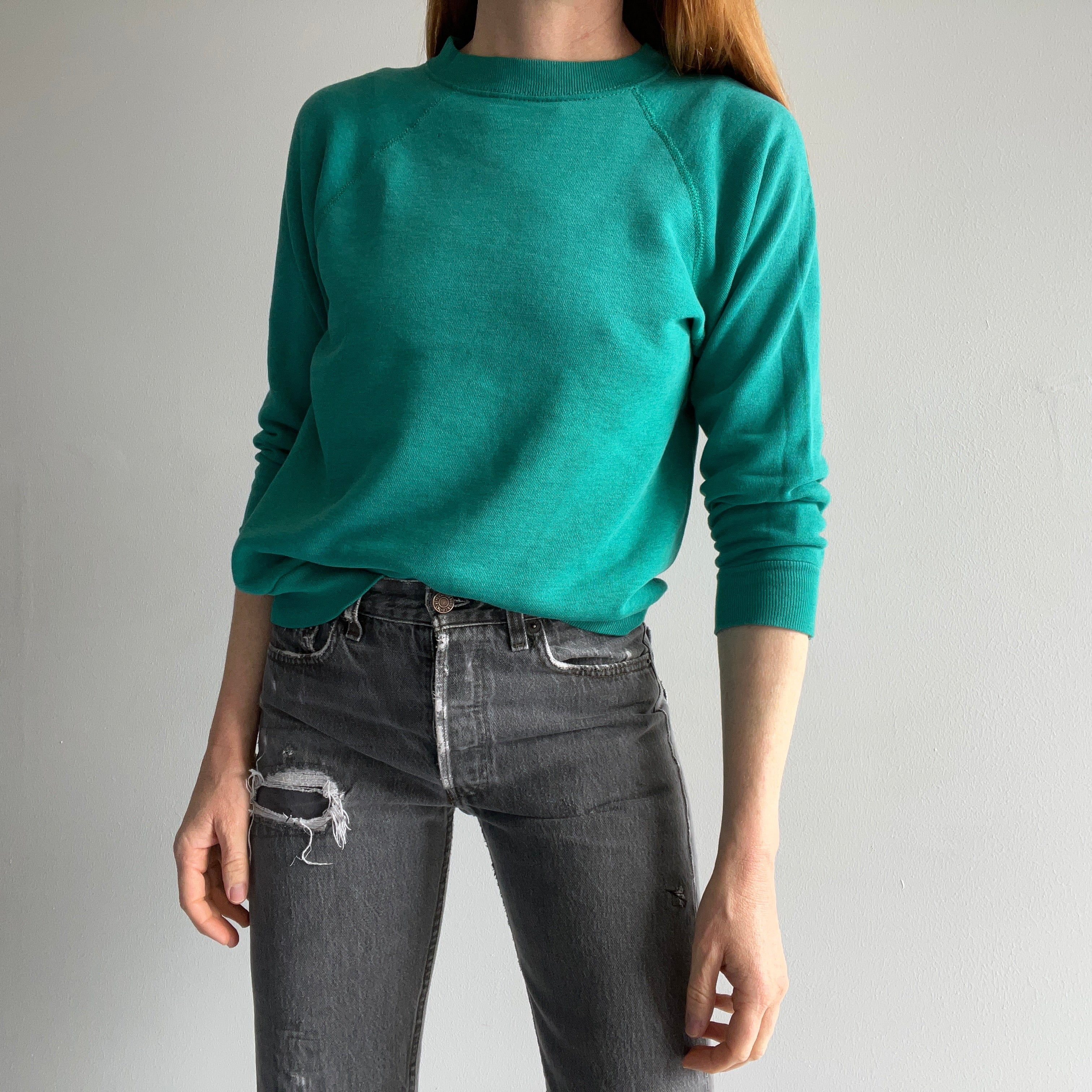 1980s Blank Teal Raglan