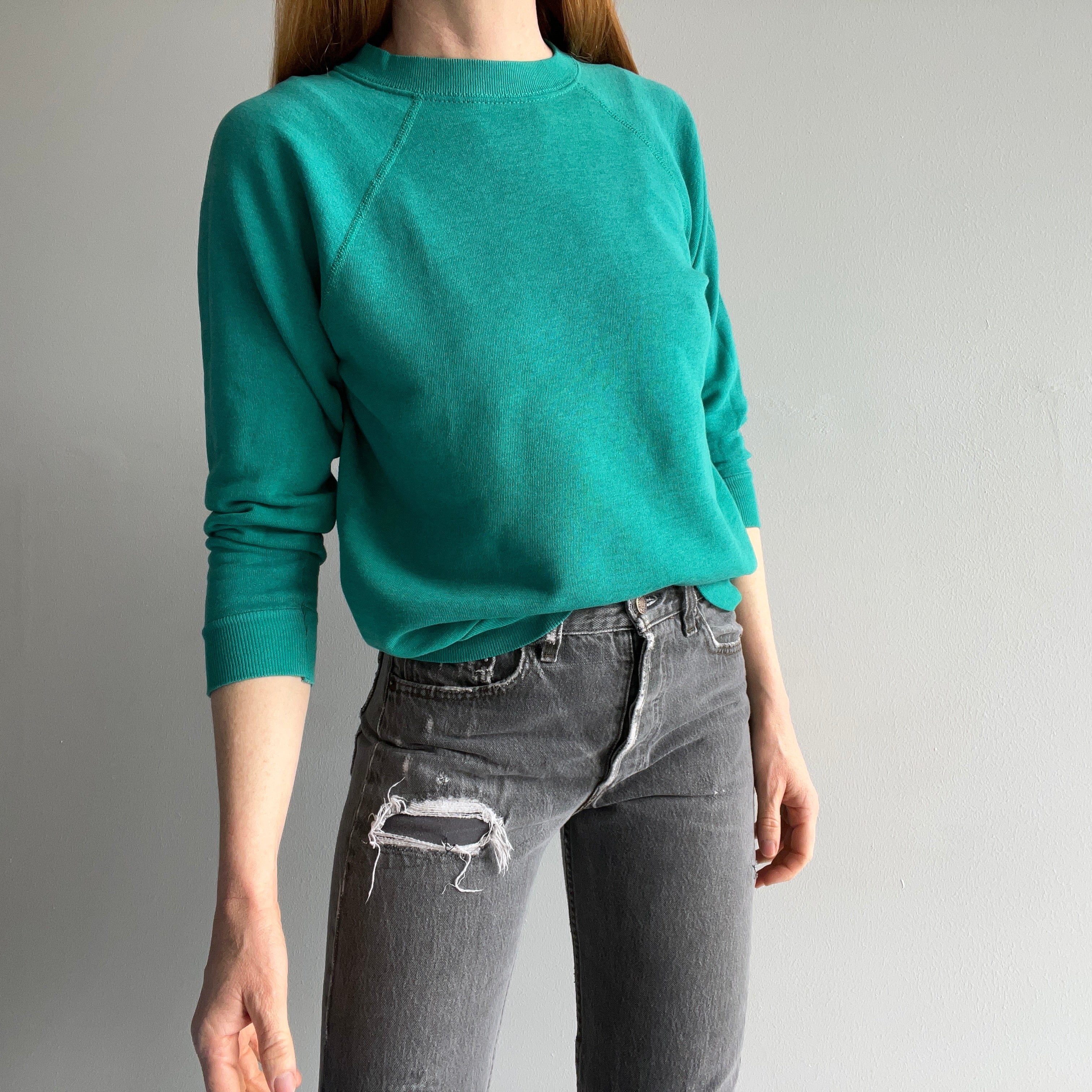 1980s Blank Teal Raglan