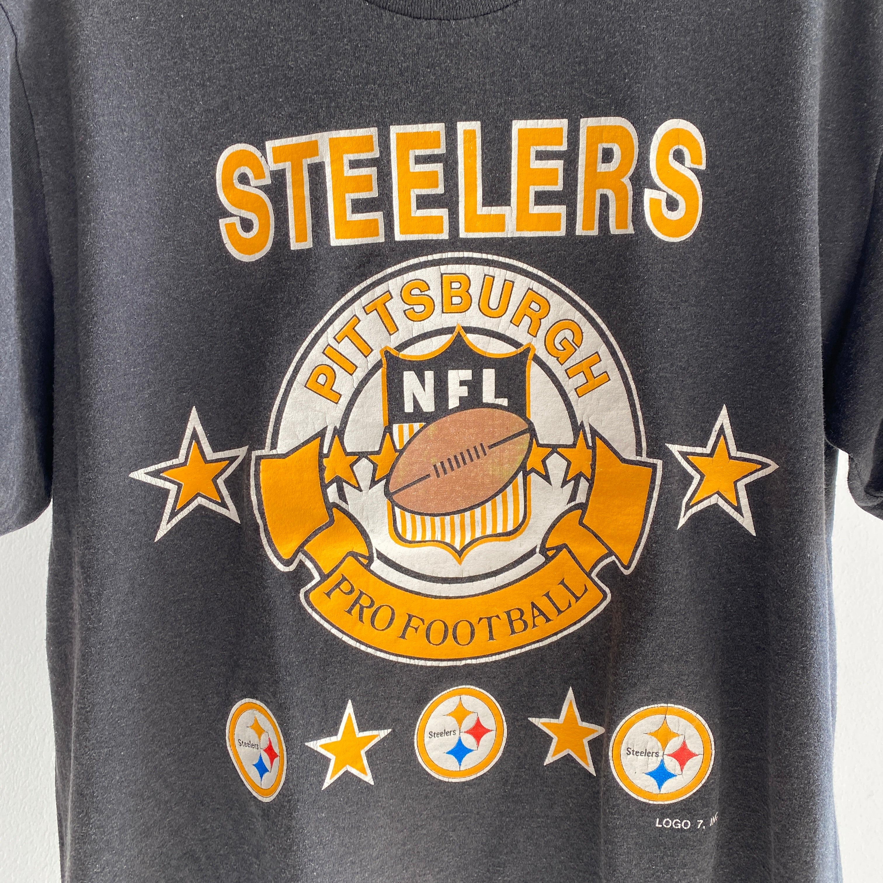 Vintage 90s PITTSBURGH STEELERS NFL Logo 7 T-Shirt L